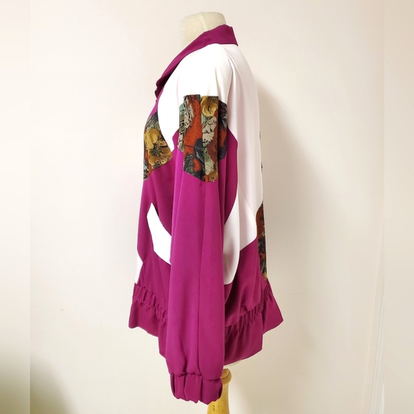 Vintage 80s Magenta Patchwork Bomber Jacket - Picture 4 of 10